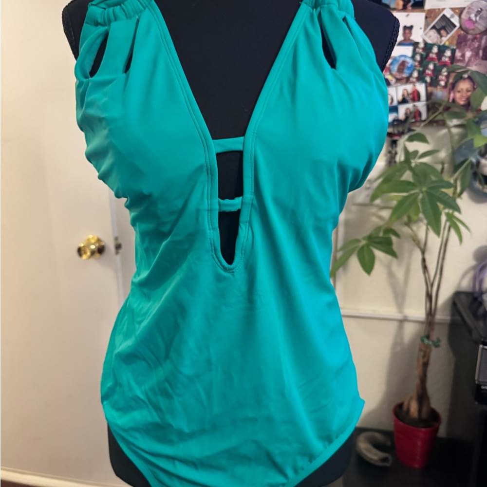 Time and Tru Teal Swimsuit, Swim pants, cover up